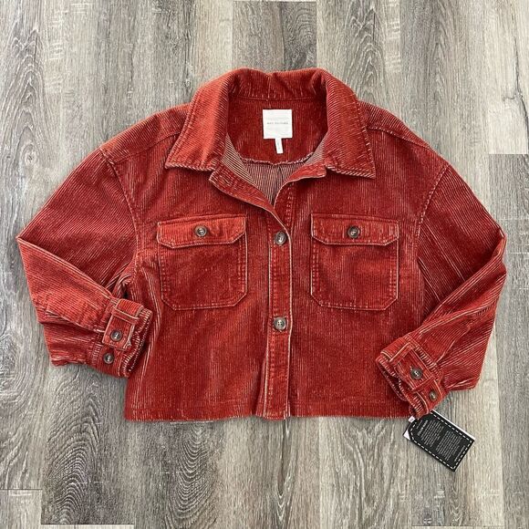 NWT Avec Les Filles Dark Red Corduroy Shacket - Size: Large - Picture 9 of 11